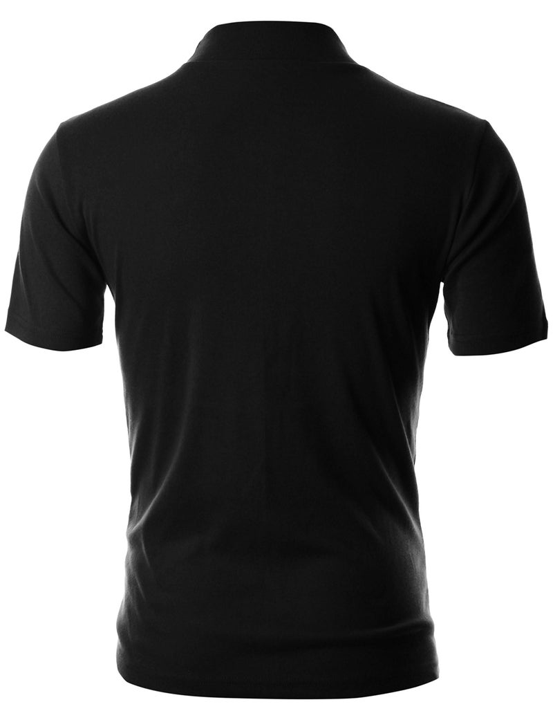 Ohoo Mens Short Sleeve Mock Turtleneck Basic Tops Lightweight Slim Fit Cotton Pullover Sweater / DCT105-BLACK-M - Image 3